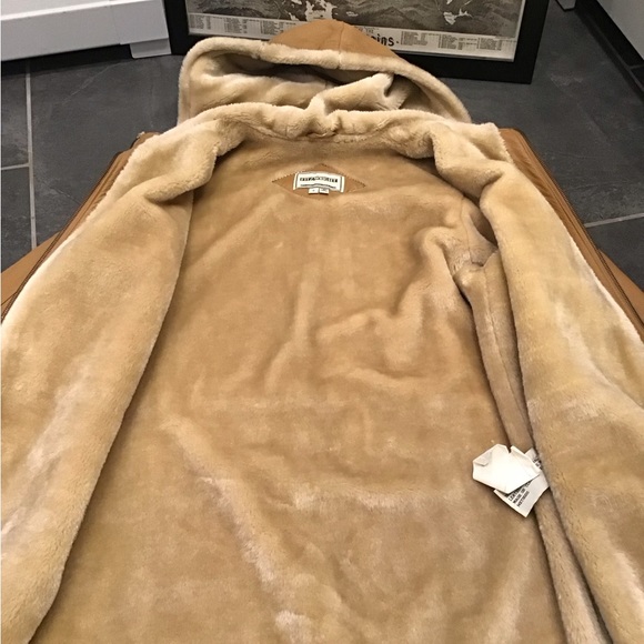 Vintage Fitz Wright Womens Leather Trench Coat Size S Hooded Maxi Penny Lane - Picture 11 of 16